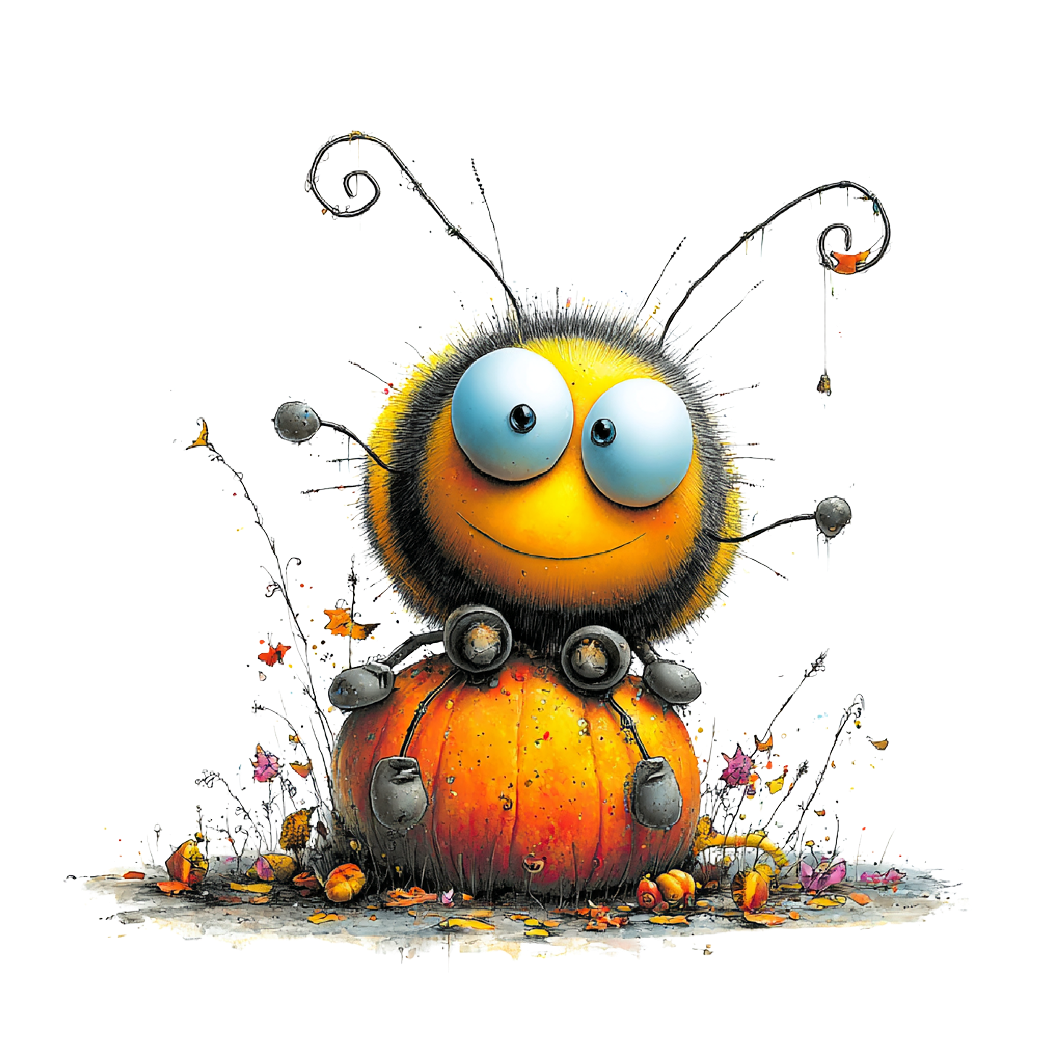 Whimsical Autumn Fall Bee Clipart (3)